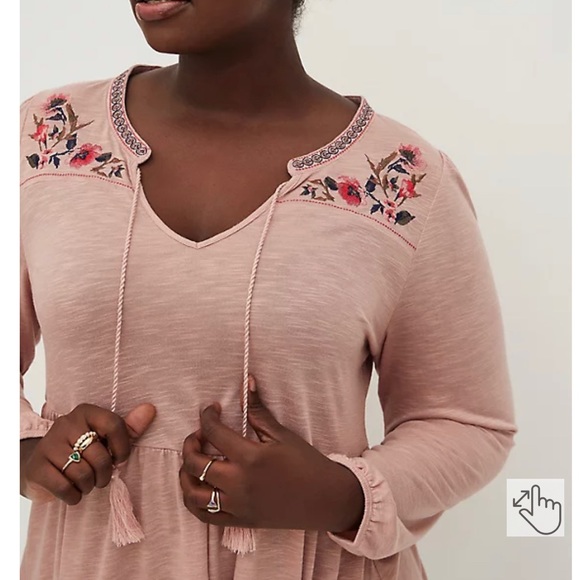 TORRID WOMEN’S BOHO BALLOON SLEEVE BABYDOLL TOP PINK SIZE 5X NWT - Picture 4 of 5